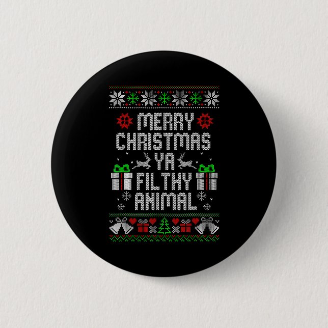 Merry Christmas Animal Filthy Ya Xmas Pajama  6 Cm Round Badge (Front)