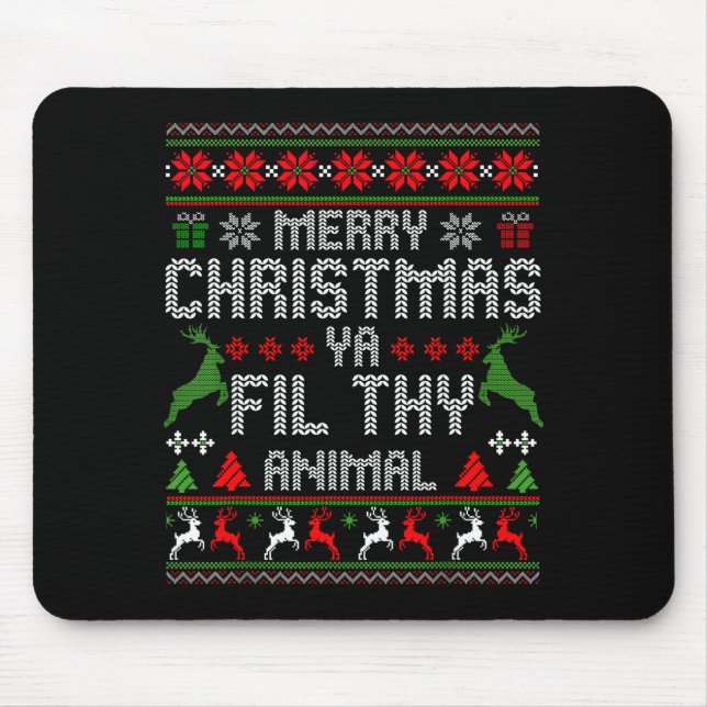 Merry Christmas Animal Filthy Ya Xmas Pajama Chris Mouse Mat (Front)