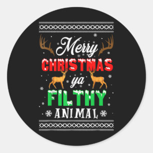 Merry Christmas Animal Filthy Ya Xmas Pajama Classic Round Sticker