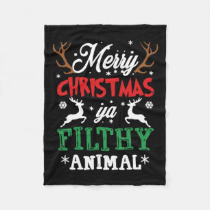 Merry Christmas Animal Filthy Ya Xmas Pajama Fleece Blanket