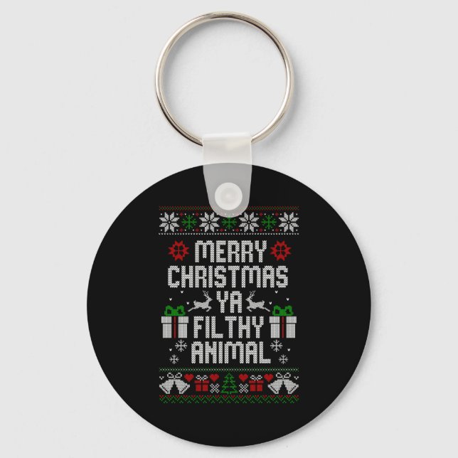 Merry Christmas Animal Filthy Ya Xmas Pajama Long  Key Ring (Front)
