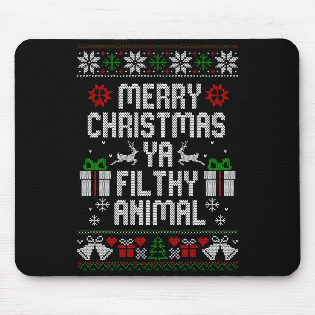 Merry Christmas Animal Filthy Ya Xmas Pajama Long  Mouse Mat (Front)