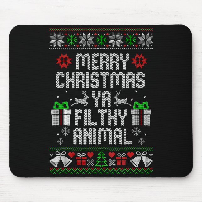 Merry Christmas Animal Filthy Ya Xmas Pajama  Mouse Mat (Front)