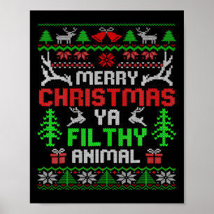 Merry Christmas Animal Filthy Ya Xmas Pajama Poster