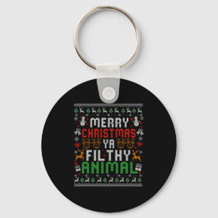 Merry Christmas Animal Filthy Ya Xmas Pajama Shirt Key Ring