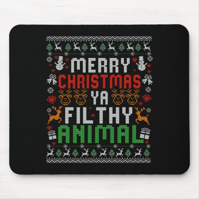 Merry Christmas Animal Filthy Ya Xmas Pajama Shirt Mouse Mat (Front)