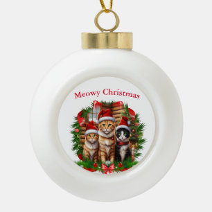 Merry Christmas Animals Ceramic Ball Christmas Ornament