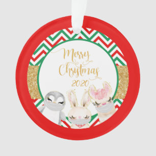 Merry Christmas Animals Face masks 2020 llama Ornament