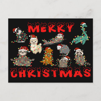 Merry Christmas Animals with Lights Postcard