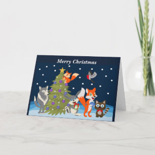 Merry Christmas Animated Animals Holiday Card