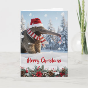 Merry Christmas Anteater with Snowflake on Tongue Card