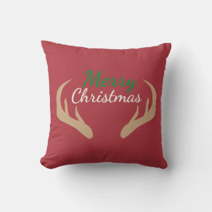 Merry Christmas Antler Accent Pillow