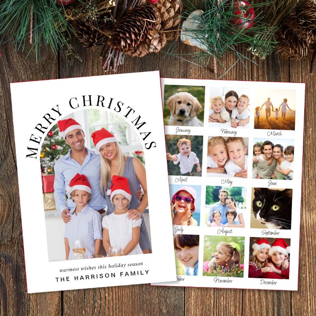 Merry Christmas Arch Photo Year In Review Holiday Card (This holiday season, let your family's smiles and memories shine on our year in review photo card)