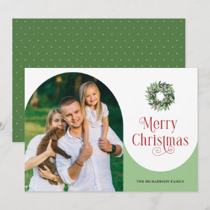 Merry Christmas Arched Photo Modern Holiday Card