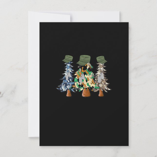 Merry Christmas Army Camouflage Xmas Trees Holiday Invitation (Front)
