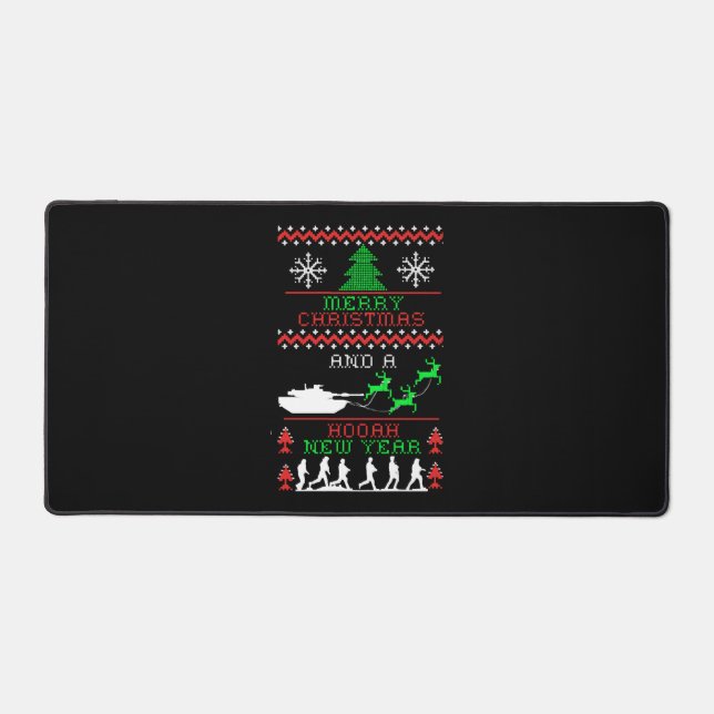 Merry Christmas Army New Year Desk Mat (Front)