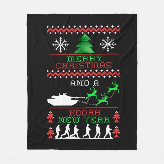 Merry Christmas Army New Year Fleece Blanket (Front)
