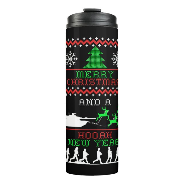 Merry Christmas Army New Year Thermal Tumbler (Front)