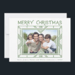 Merry Christmas Art Deco Photo Frame Green Holiday Card<br><div class="desc">A vintage inspired design with a a light and airy modern twist. A muted green art deco styled frame holds your photo (a filter is on the photo to desaturate it a bit to match the the vibe of the design but if you don't want this, click on customise further,...</div>