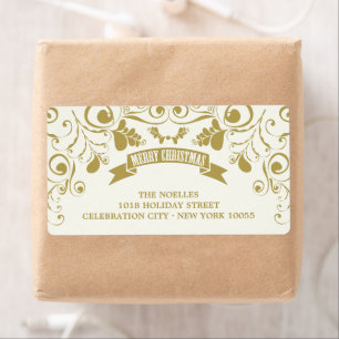 Merry Christmas Art Nouveau Floral Holiday Address