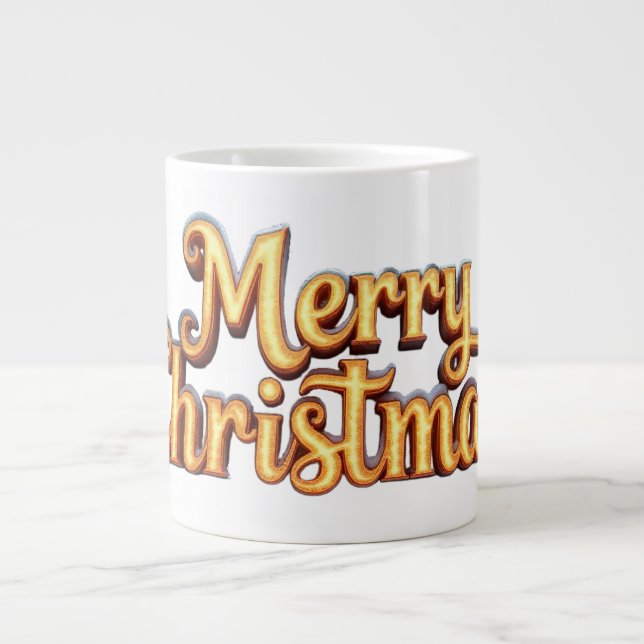 Merry Christmas as Golden Large Coffee Mug (Front)