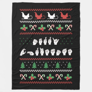 Merry Christmas - ASL American Sign Language I Fleece Blanket