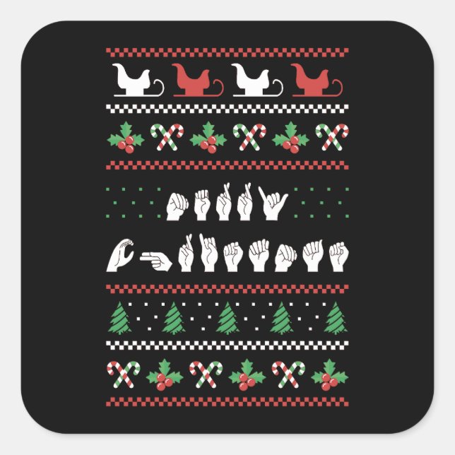 Merry Christmas - ASL American Sign Language I Square Sticker (Front)