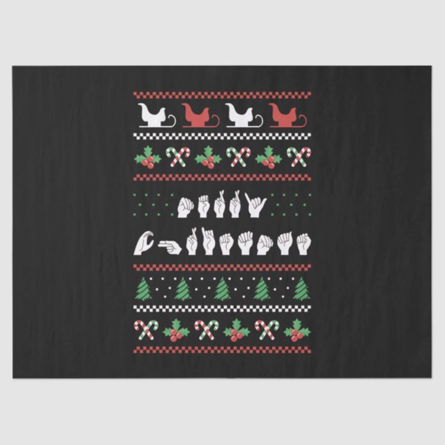 Merry Christmas - ASL American Sign Language I Tissue Paper (Front)