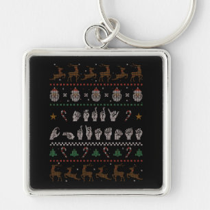 Merry Christmas - ASL American Sign Language II Key Ring