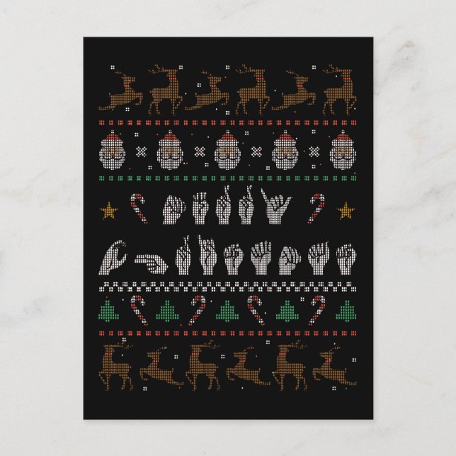 Merry Christmas - ASL American Sign Language II Postcard (Front)