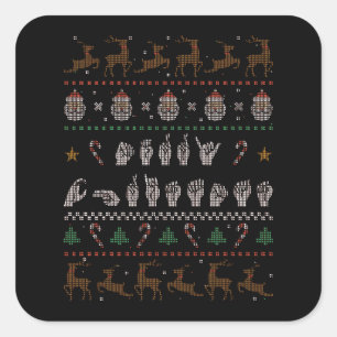 Merry Christmas - ASL American Sign Language II Square Sticker