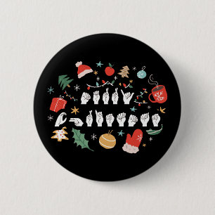 Merry Christmas - ASL American Sign Language III 6 Cm Round Badge