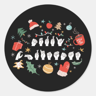 Merry Christmas - ASL American Sign Language III Classic Round Sticker