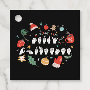 Merry Christmas - ASL American Sign Language III Favour Tags