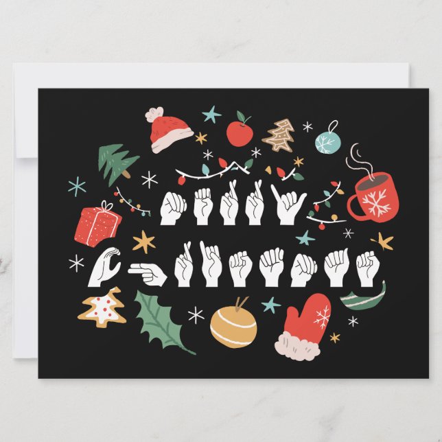 Merry Christmas - ASL American Sign Language III Holiday Card (Front)