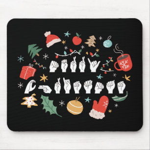 Merry Christmas - ASL American Sign Language III Mouse Mat