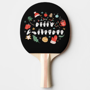 Merry Christmas - ASL American Sign Language III Ping Pong Paddle