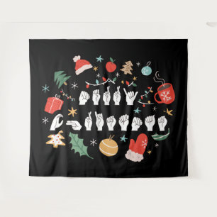 Merry Christmas - ASL American Sign Language III Tapestry