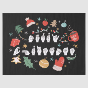 Merry Christmas - ASL American Sign Language III Tissue Paper