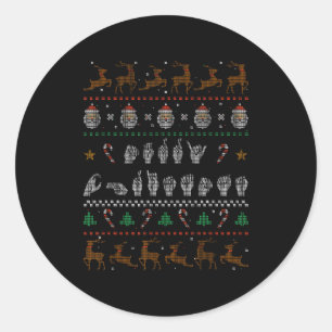 Merry Christmas Asl Sign Language Deaf Pride Sped Classic Round Sticker