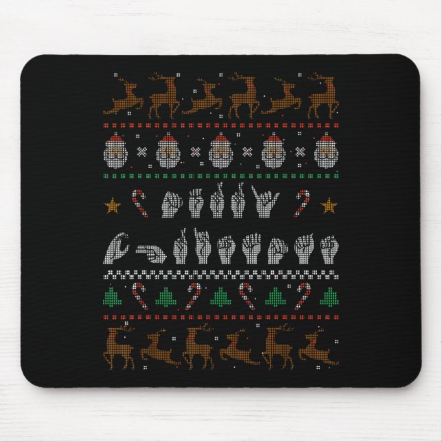 Merry Christmas Asl Sign Language Deaf Pride Sped  Mouse Mat (Front)