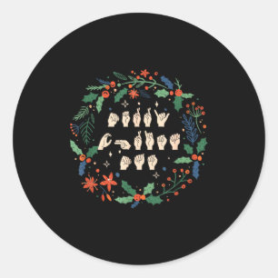 Merry Christmas Asl Sign Language Deaf Sped Women  Classic Round Sticker