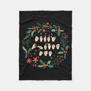 Merry Christmas Asl Sign Language Deaf Sped Women  Fleece Blanket