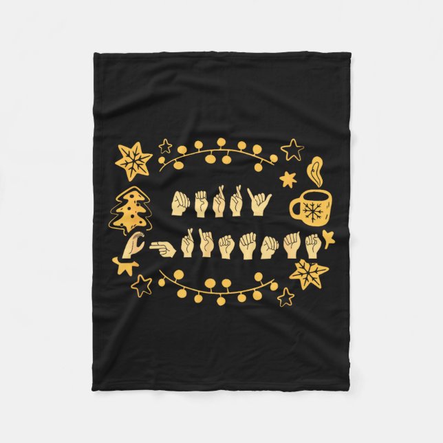 Merry Christmas Asl Sign Language Deaf Sped Women  Fleece Blanket (Front)