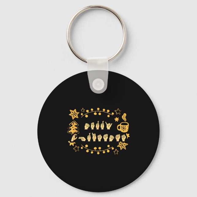 Merry Christmas Asl Sign Language Deaf Sped Women  Key Ring (Front)