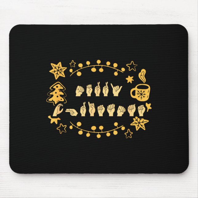 Merry Christmas Asl Sign Language Deaf Sped Women  Mouse Mat (Front)