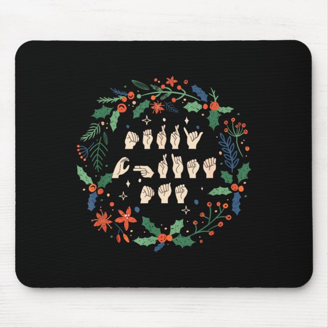 Merry Christmas Asl Sign Language Deaf Sped Women  Mouse Mat (Front)