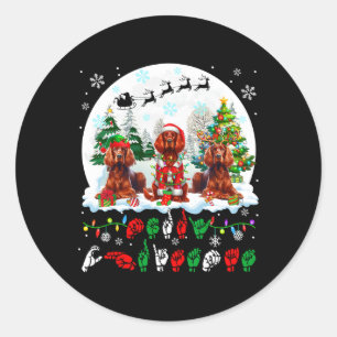 Merry Christmas Asl Sign Language Three Santa Iris Classic Round Sticker