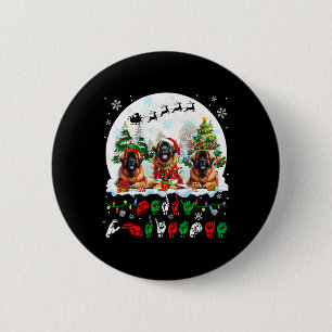 Merry Christmas Asl Sign Language Three Santa Leon 6 Cm Round Badge