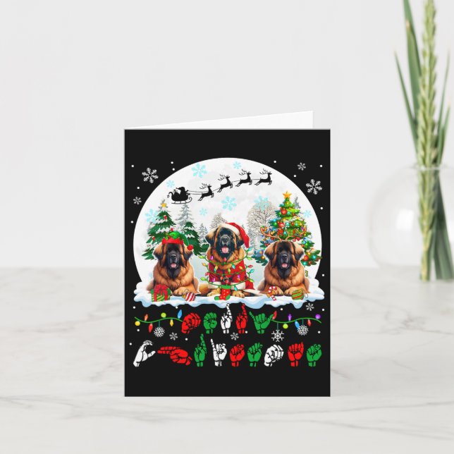 Merry Christmas Asl Sign Language Three Santa Leon Card (Front)